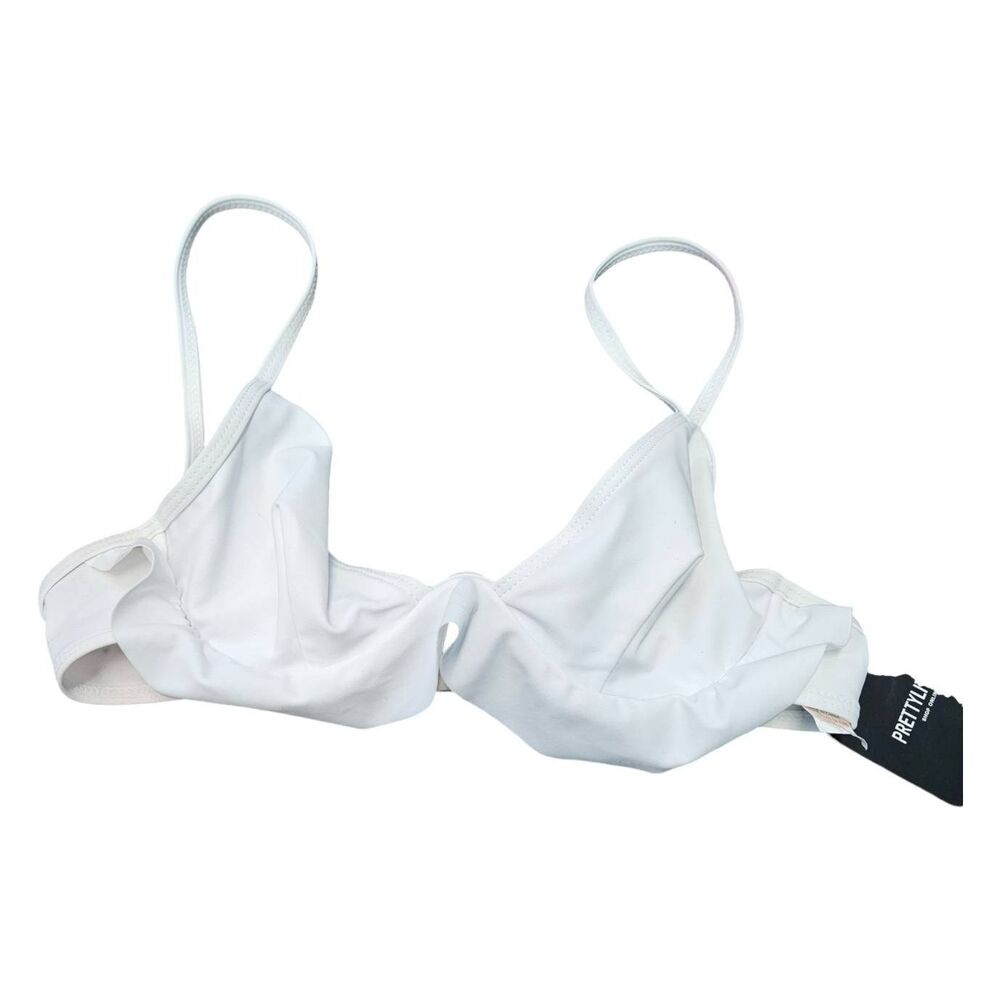 Pretty Little Thing White Bikini Top Size 8